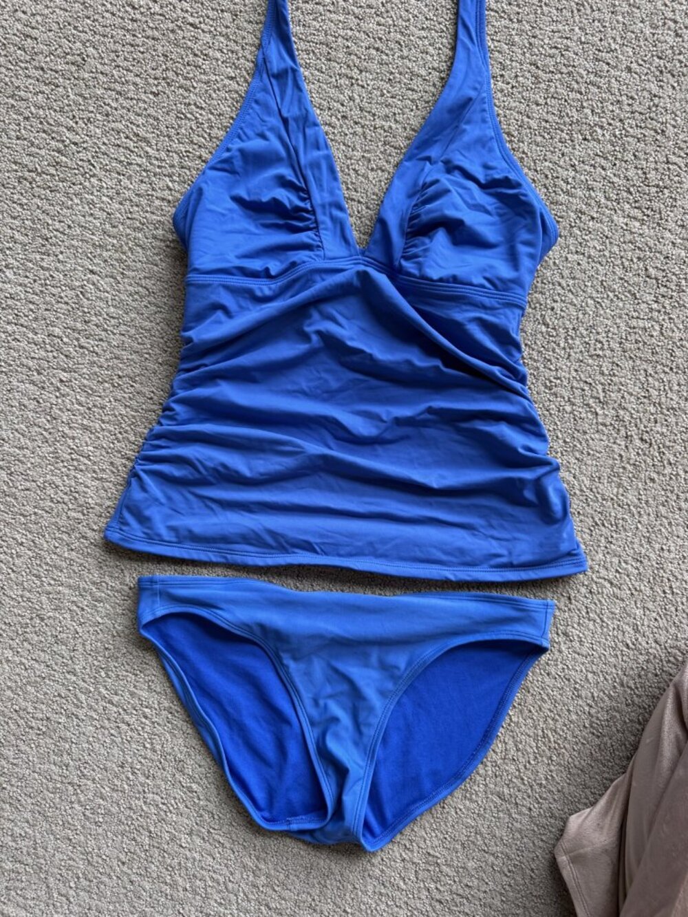 Athleta Cobalt Blue Ruched Tankini Top & Bikini Bottom Set